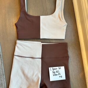 L Space Brown and White Colorblock Sports Set